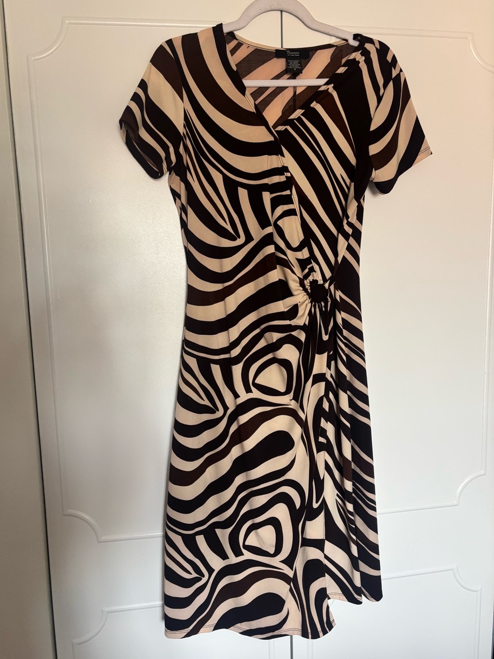 Tracy Evans Brown & Cream Zebra-Stripe Midi Wrap Dress
